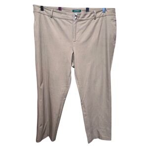 Lauren Ralph Lauren Connor Khaki Straight Leg Pants Stretch Womens Size 22W